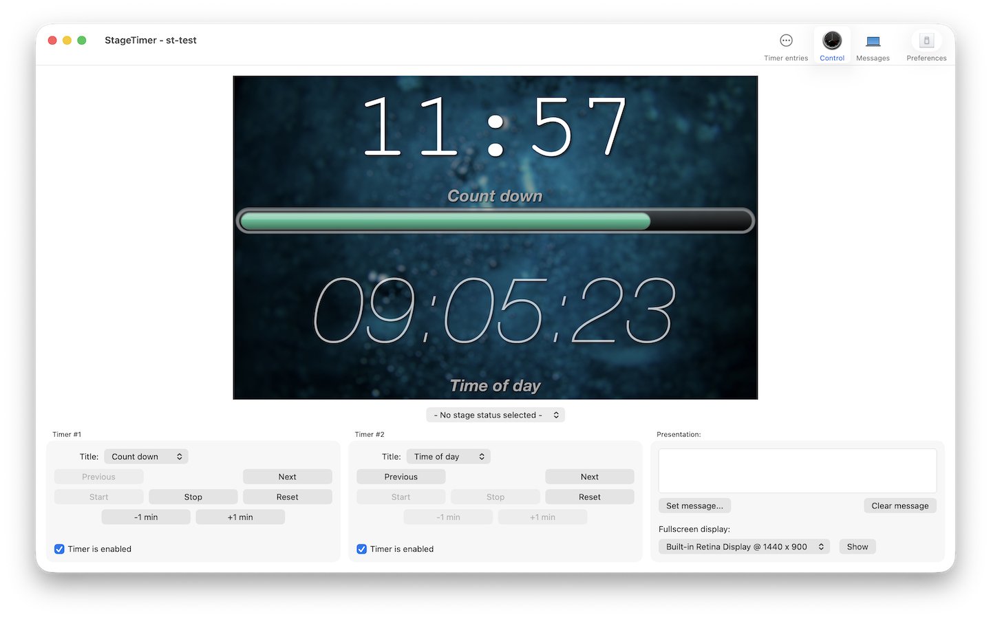 StageTimer2 stage clock display, screenshot 2